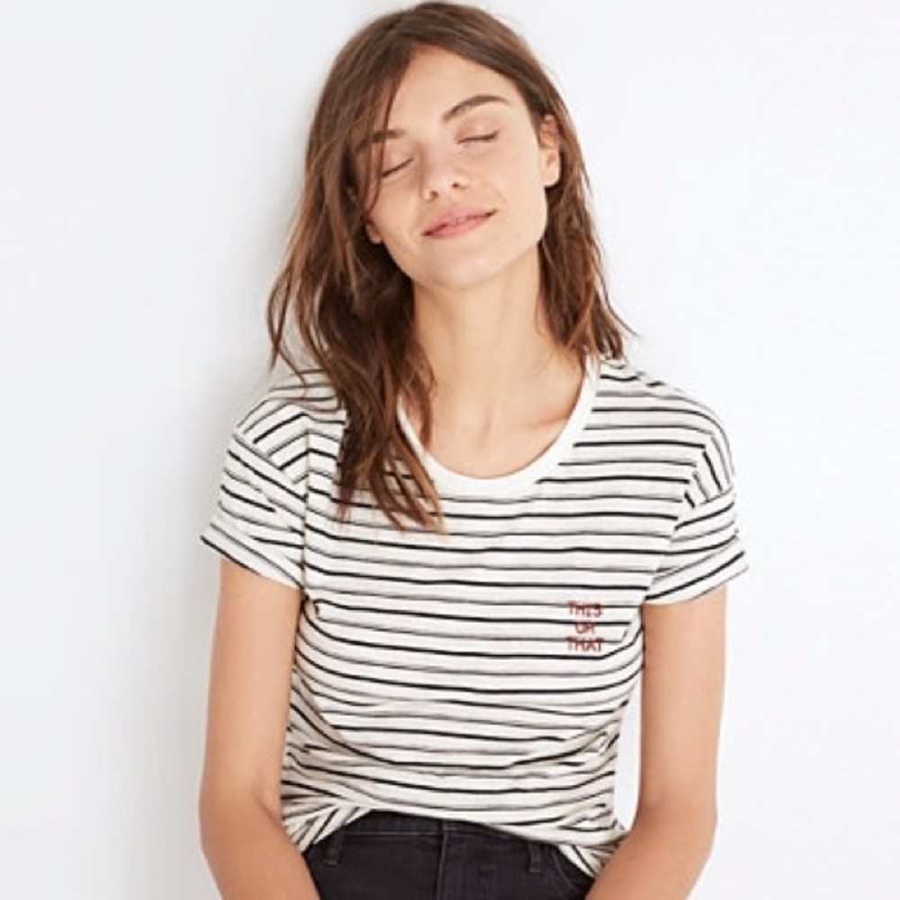 Madewell "this or that" stripe crewneck tee XS